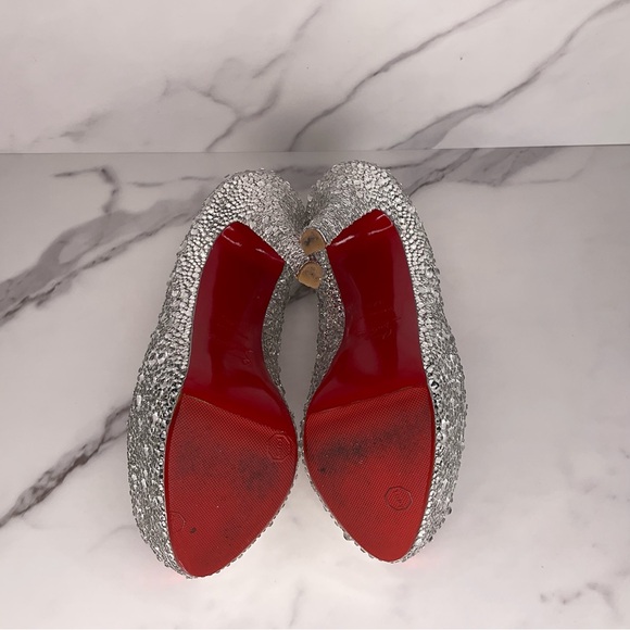 Christian Louboutin Highness AB Strass Crystal Peep Pump Size EU 37.5 / US 7.5 - Picture 14 of 14